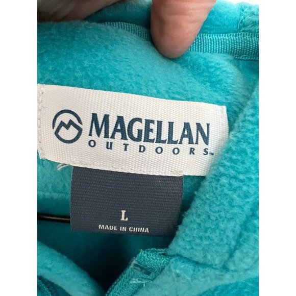 Magellan Girl's Turquoise Blue Fleece Zip-Up Jacket with Hood - Picture 3 of 5